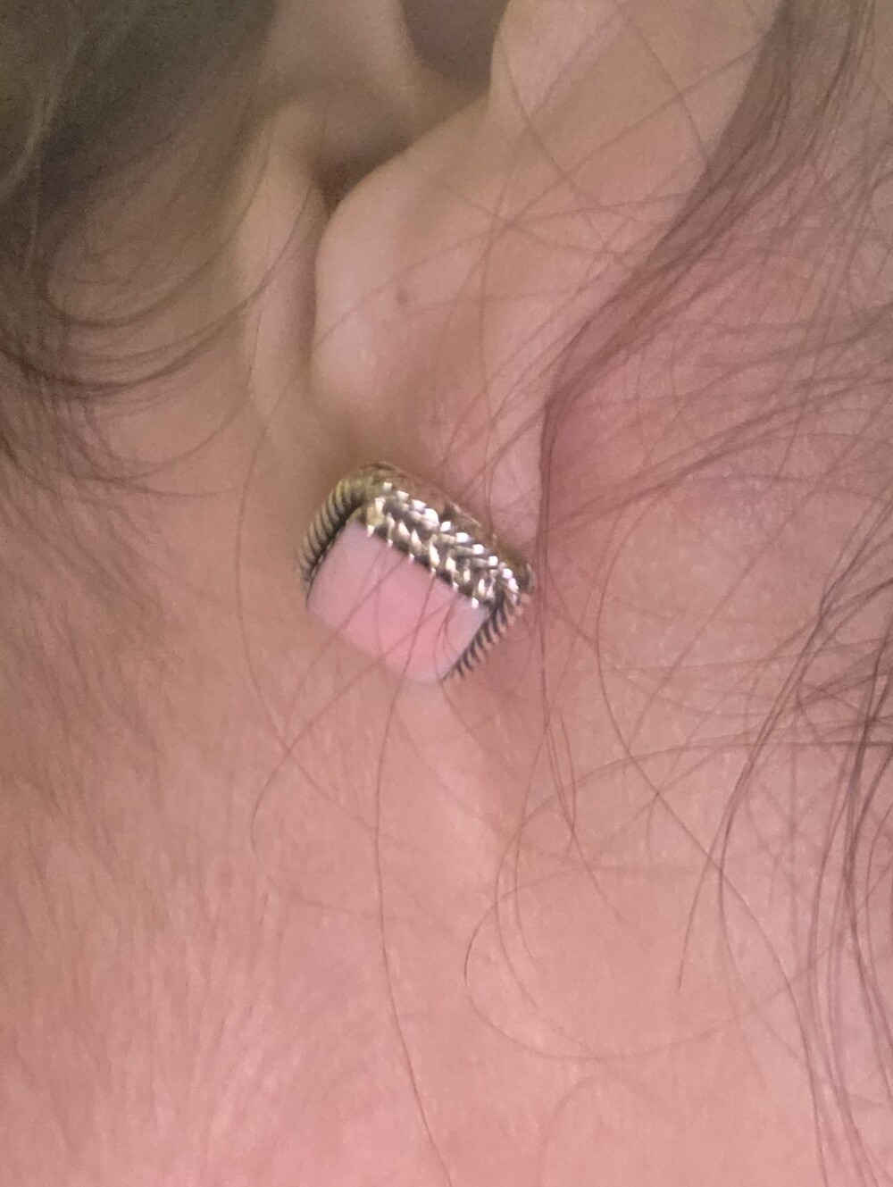 Pink Conch Square Stud Earrings - Native Pink - Picture 5 of 6